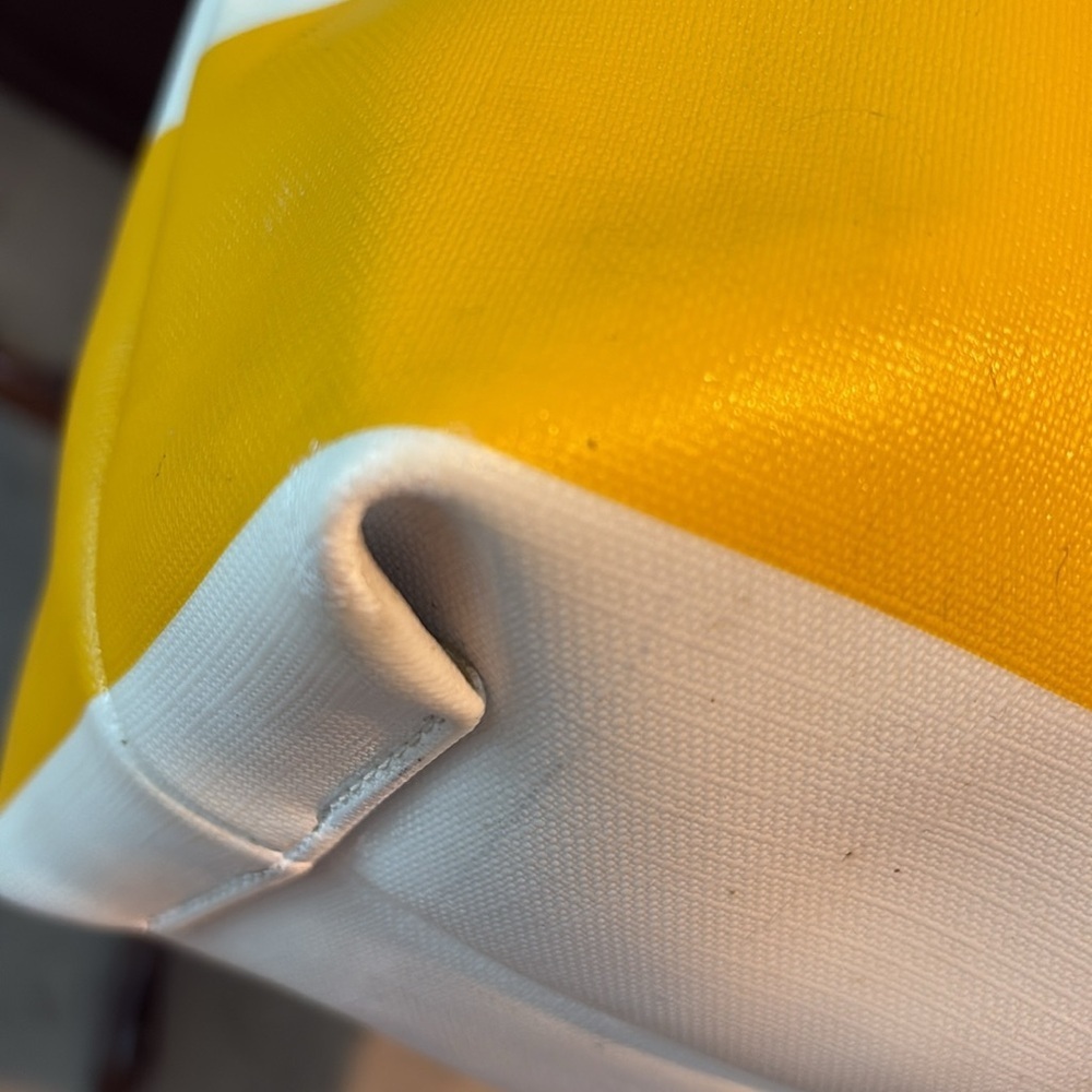 Coach  Tote  striped  yellow/white PVC   leather & patent leather trim
30511 EUC - Picture 12 of 17